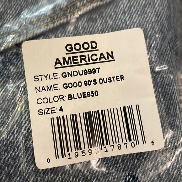 GOOD AMERICAN '90s Duster Straight Leg Jeans Crop Distressed 5 Pocket 27 NEW - Picture 5 of 8